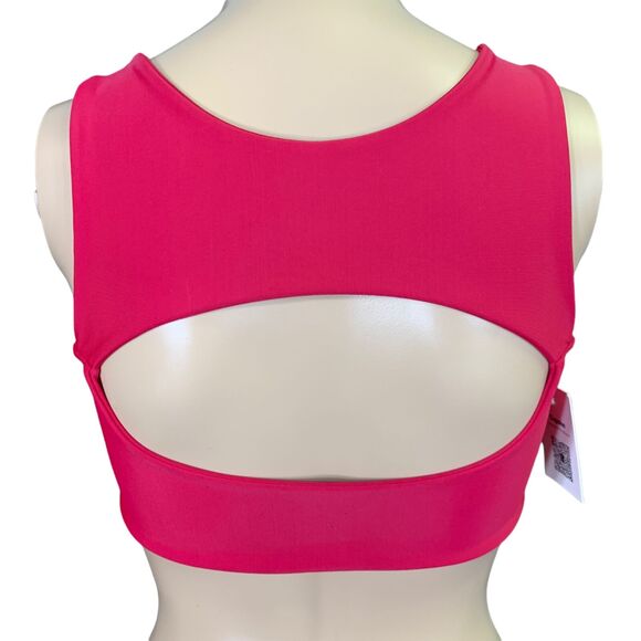Cupshe Womens Bikini Swimsuit Top Cutout High Neck Magenta Pink Small - Picture 4 of 12